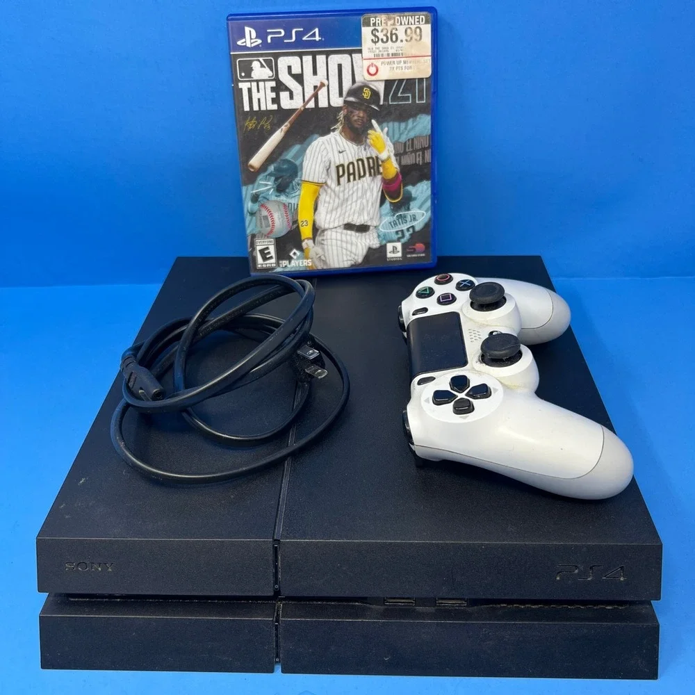Sony PlayStation 4 500GB Black Console Bundle MLB The Show 21 White Controller